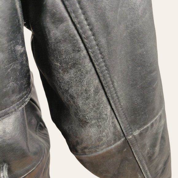 Vintage 1980s Supple Black Leather Trench Coat NEW WAVE French Tradition Express - Picture 10 of 16